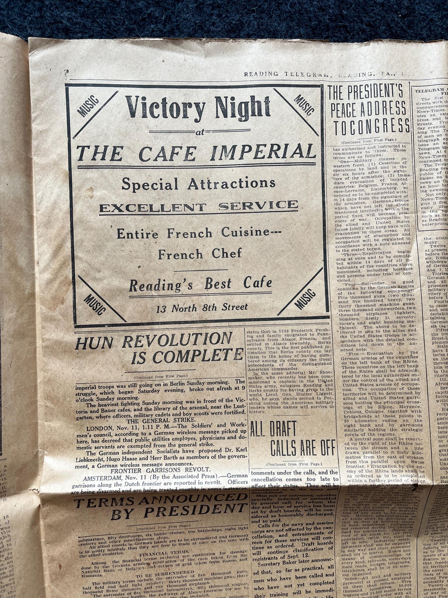 1918 Original Vintage WWI Peace Newspaper, Military Souvenirs, Vintage Christmas Gifts, Armistice Day, Veteran’s Day, military Decor Artwork