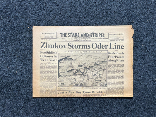 Zhukov Storms German Lines Allied invasion of Germany, Original Vintage Newspaper WW2 Memorabilia, History Gift, Nerdy Gift, Vintage History