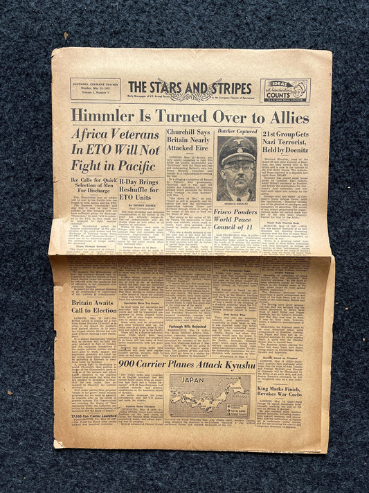 WW2 Death of Himmler Germany Surrender Rejected - Original World War 2 Memorabilia Propaganda - Vintage Newspaper - Gifts for Dad