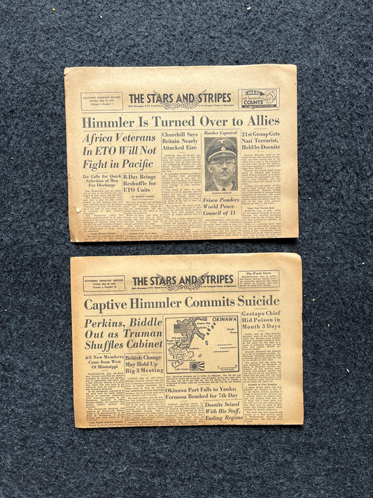 WW2 Death of Himmler Germany Surrender Rejected - Original World War 2 Memorabilia Propaganda - Vintage Newspaper - Gifts for Dad