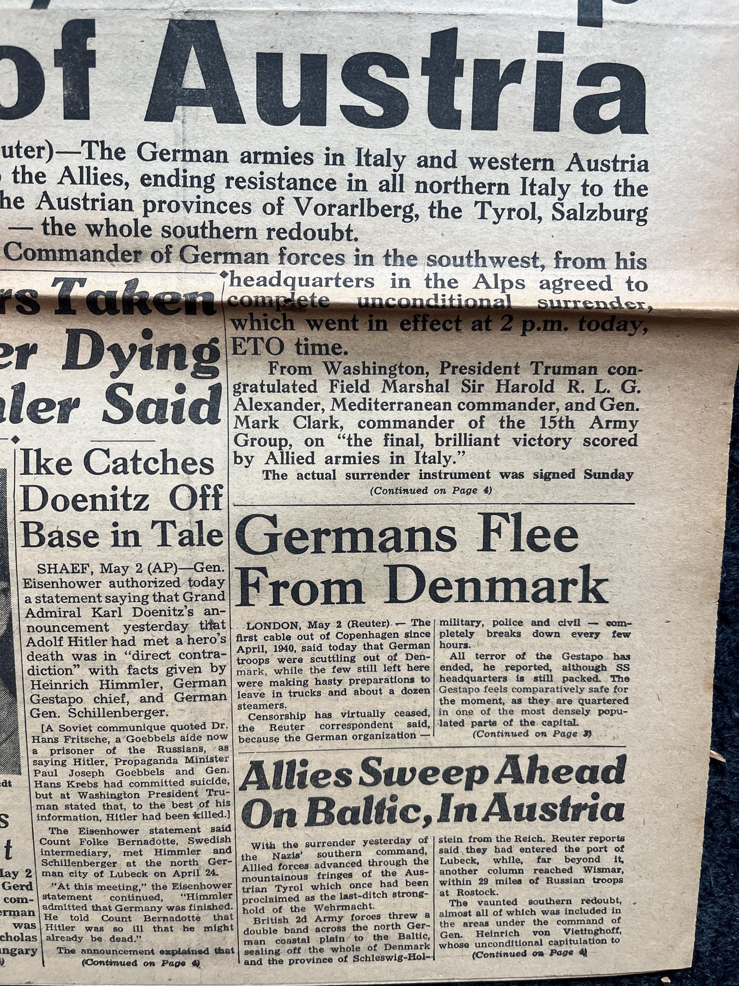 1945 German Forces Surrender in Denmark and Holland – Day Of - WW2 Memorabilia and Collectible – End of WW2 - Gifts for Military Him History