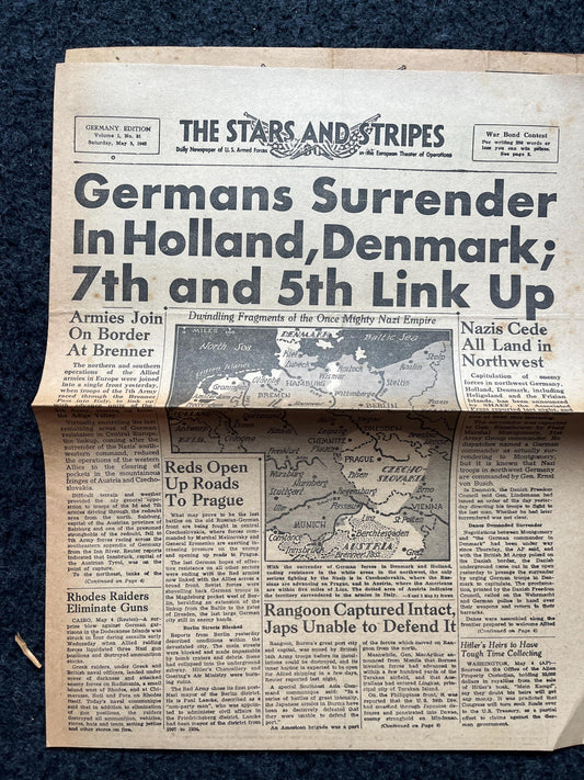 1945 German Forces Surrender in Denmark and Holland – Day Of - WW2 Memorabilia and Collectible – End of WW2 - Gifts for Military Him History