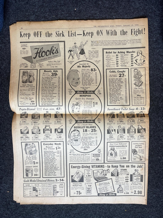 1944 RAF vs Luftwaffe WW2 European Theatre Newspaper - Original Vintage World War 2 Memorabilia, Dad Gifts, History Presents