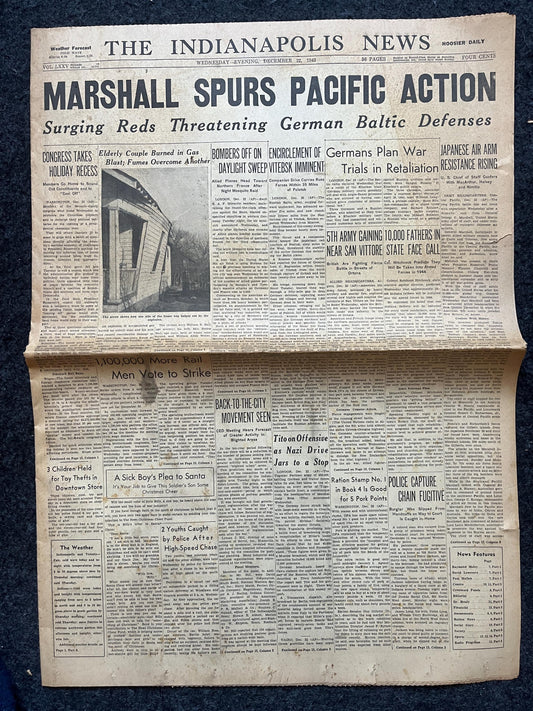 1943 Marshall Fights Japan, Late WW2 European Theatre Newspaper - Original Vintage World War 2 Memorabilia, Dad Gifts, History Presents