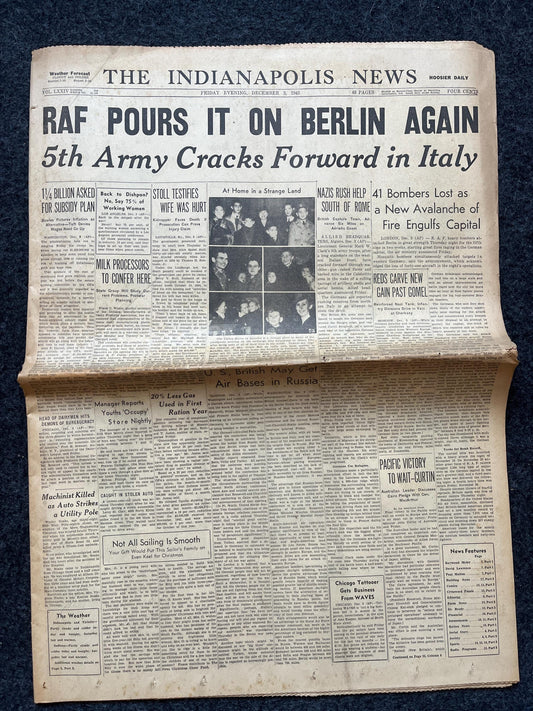 1943 RAF vs Luftwaffe WW2 European Theatre Newspaper - Original Vintage World War 2 Memorabilia, Dad Gifts, History Presents