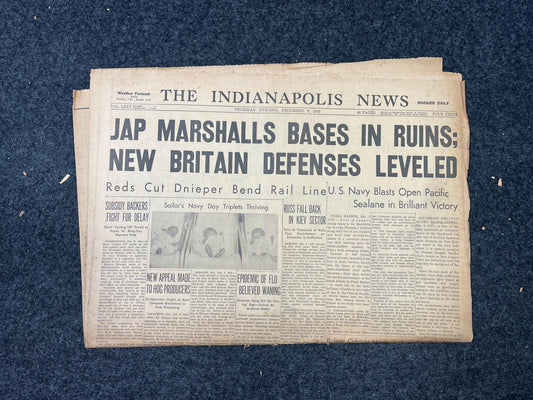 1943 Liberation of Marshall Islands, Late WW2 Pacific Theatre Newspaper, Original Vintage World War 2 Memorabilia, Dad Gifts History Present