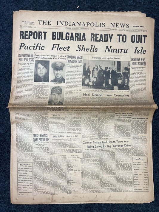 1943 Bulgaria Ready to Quite WW2 Original Vintage Newspaper – Military Memorabilia Gifts for Him, Gifts for Dad, Christmas Gifts,