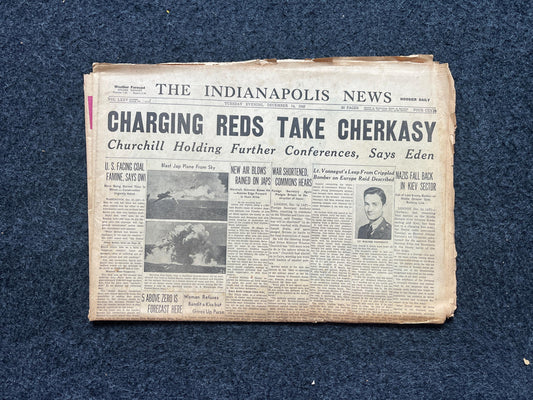 1943 Russia Takes Cherkasy, Late WW2 European Theatre Newspaper, Original Vintage World War 2 Memorabilia, Dad Gifts , History Presents