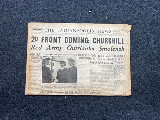 1944 Churchill Opens Second Front, Late WW2 European Theatre Newspaper - Original Vintage World War 2 Memorabilia, Dad Gift, History Present