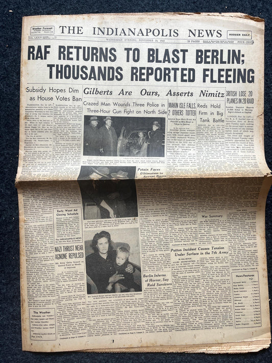 1943 RAF vs Luftwaffe WW2 European Theatre Newspaper - Original Vintage World War 2 Memorabilia, Dad Gifts, History Presents