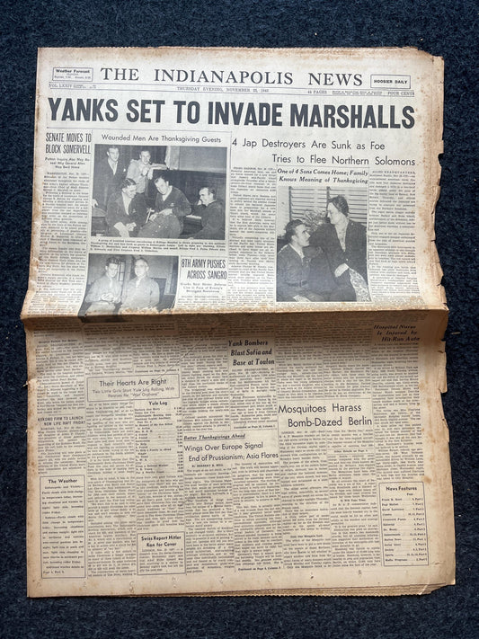 1943 Liberation of Marshall Islands, Late WW2 Pacific Theatre Newspaper, Original Vintage World War 2 Memorabilia, Dad Gifts History Present