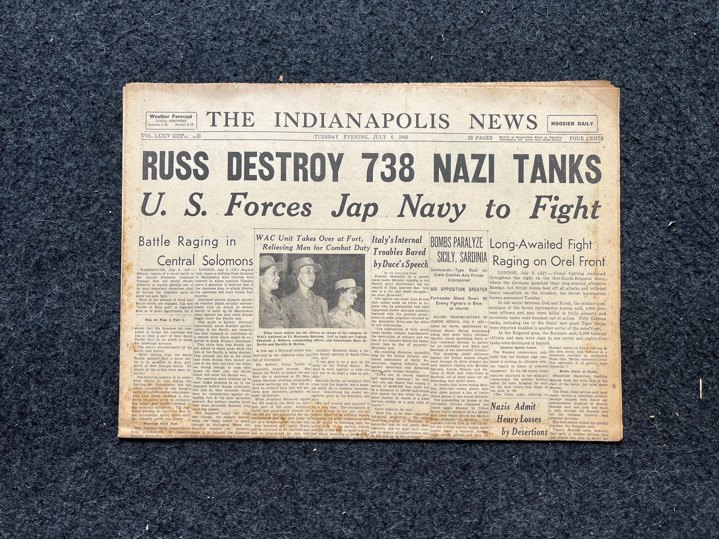 1943 T-34 vs Panzer Tiger Tanks, Military WW2 Newspaper, Army Gifts for Dads, History Gifts, Antique Collectibles, Memorabilia Decor