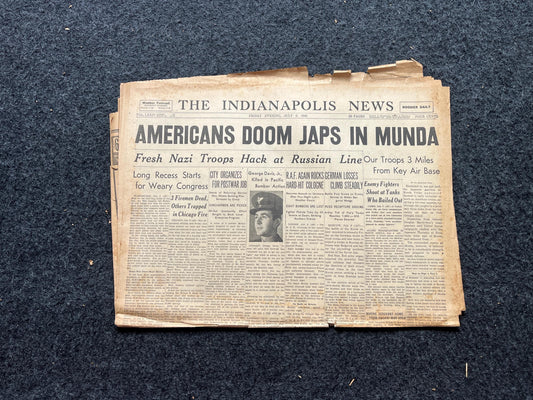 1943 Japanese Attack on Munda WW2 Original Vintage Newspaper – Military Memorabilia Gifts for Him, Gifts for Dad, Christmas Gifts,