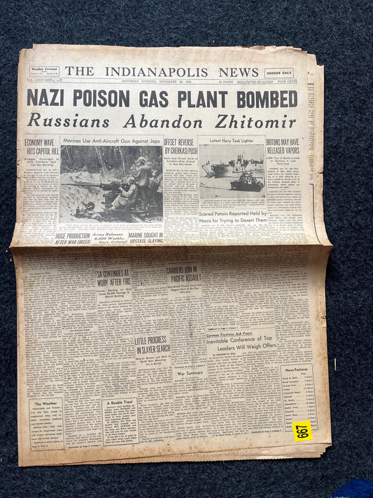 1943 German Gas Factory Hit, USSR Art, Late WW2 European Theatre Newspaper, Original Vintage World War 2 Memorabilia, Dad Gifts, History