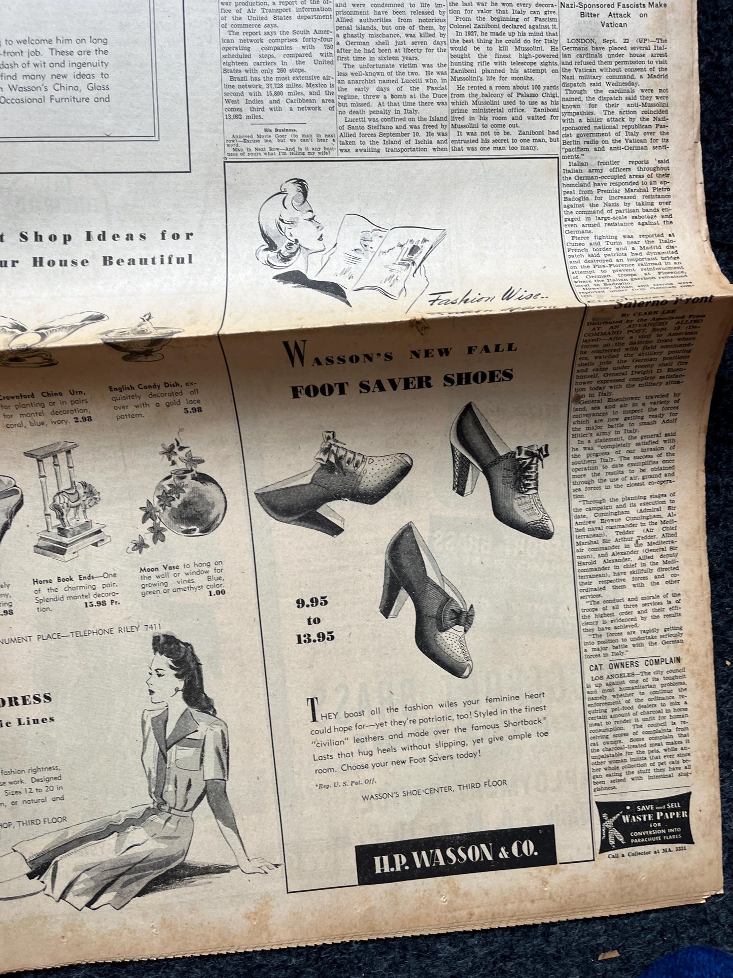 1943 Naples Destruction, Neapolitan Rebellion against German Occupation, Vintage Newspaper, Original Military Memorabilia, Military Surplus