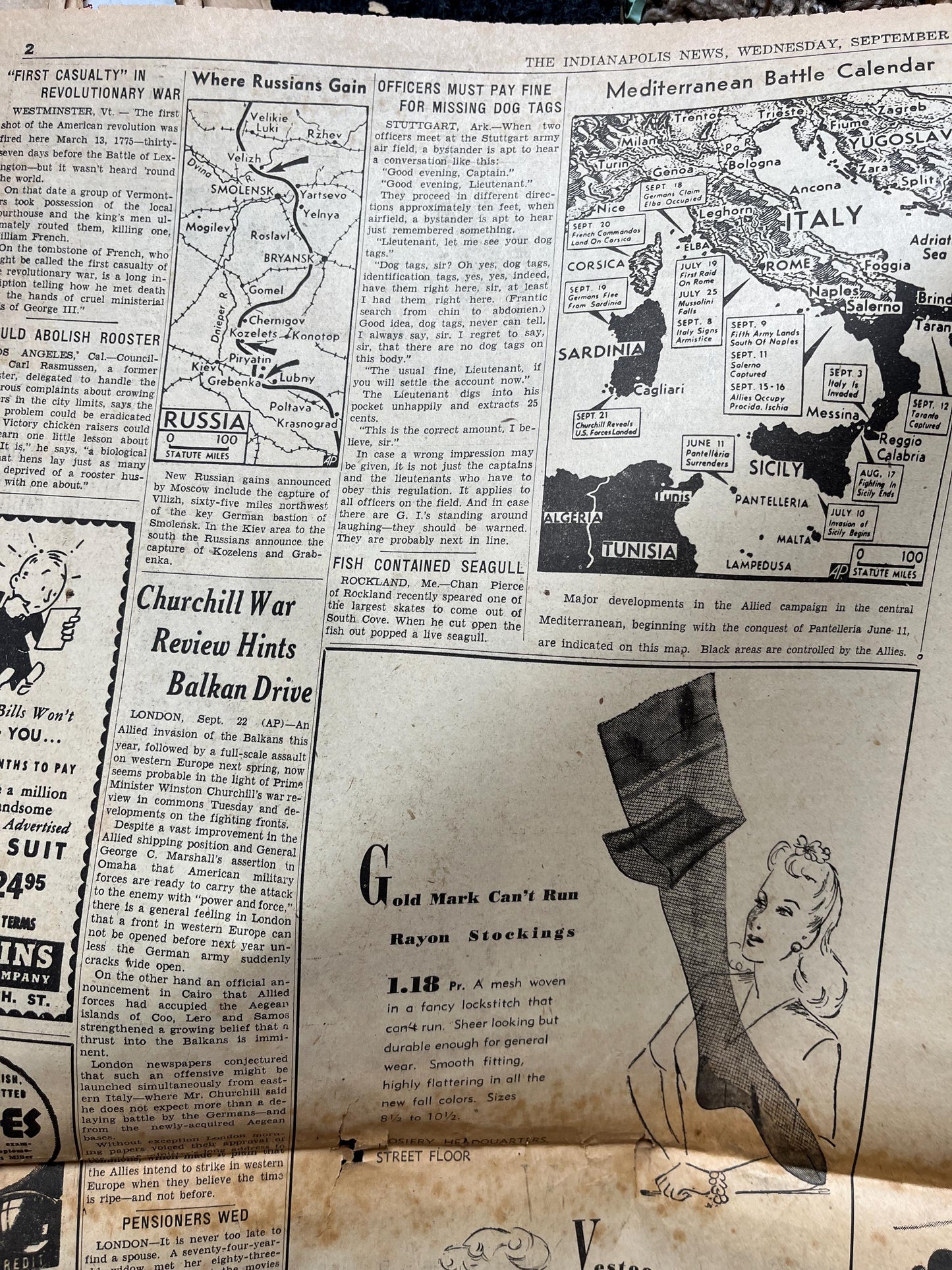 1943 Naples Destruction, Neapolitan Rebellion against German Occupation, Vintage Newspaper, Original Military Memorabilia, Military Surplus