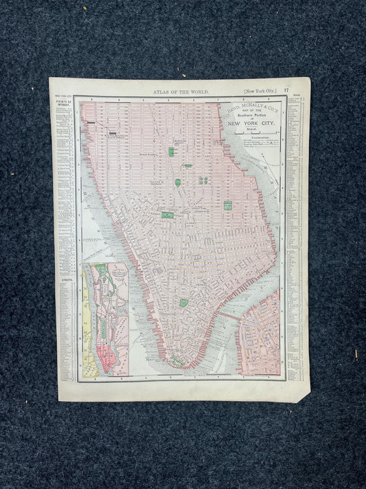 Original 1890s Map of New York City & Brooklyn, NYC Souvenirs, Vintage Wall Decor, Collectible Wall Art, Vintage Maps, Antique Gifts for Him