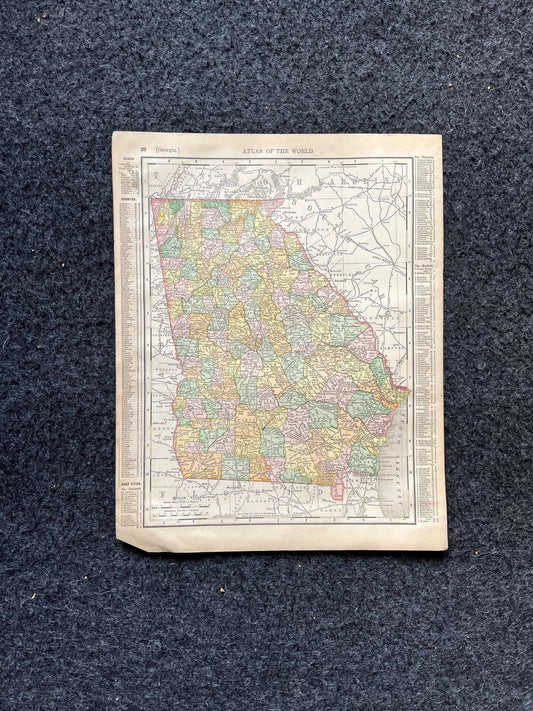 1890s Georgia & South Carolina Map, Original Atlas Maps, Vintage Wall Decor, Collectible Wall Art, Vintage Maps, Antique Gifts for Him,