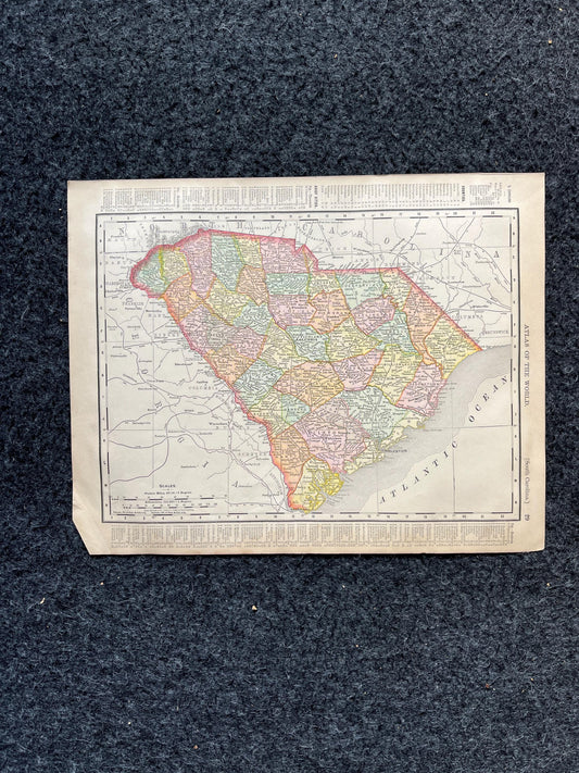 1890s Georgia & South Carolina Map, Original Atlas Maps, Vintage Wall Decor, Collectible Wall Art, Vintage Maps, Antique Gifts for Him,