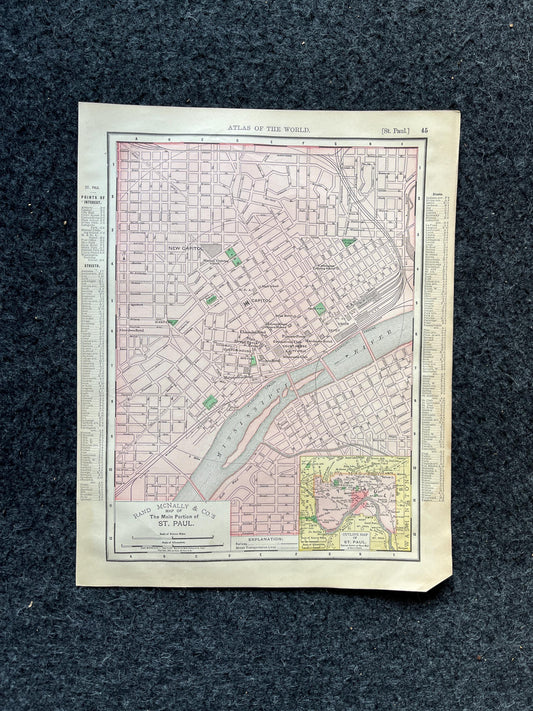 1890s Minneapolis & Saint Paul, Original Atlas Maps, Vintage Wall Decor, Collectible Wall Art, Vintage Maps, Antique Gifts for Him,