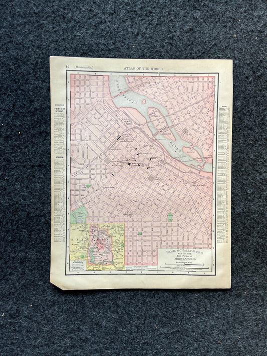 1890s Minneapolis & Saint Paul, Original Atlas Maps, Vintage Wall Decor, Collectible Wall Art, Vintage Maps, Antique Gifts for Him,