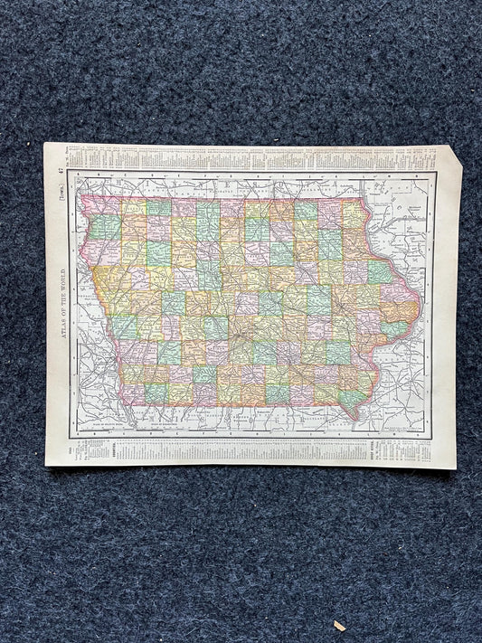1890s Missouri & Iowa, Original Atlas Maps, Vintage Wall Decor, Collectible Wall Art, Vintage Maps, Antique Gifts for Him,