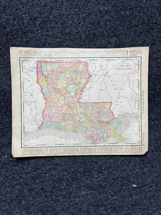 1890s New Orleans & Louisiana, Original Atlas Maps, Vintage Wall Decor, Collectible Wall Art, Vintage Maps, Antique Gifts for Him,