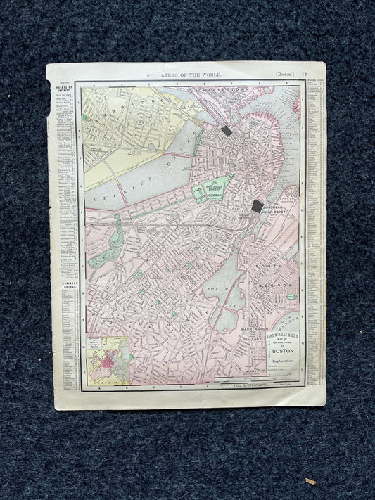 1890s Boston & Rhode Island, Original Atlas Maps, Vintage Wall Decor, Collectible Wall Art, Vintage Maps, Antique Gifts for Him,