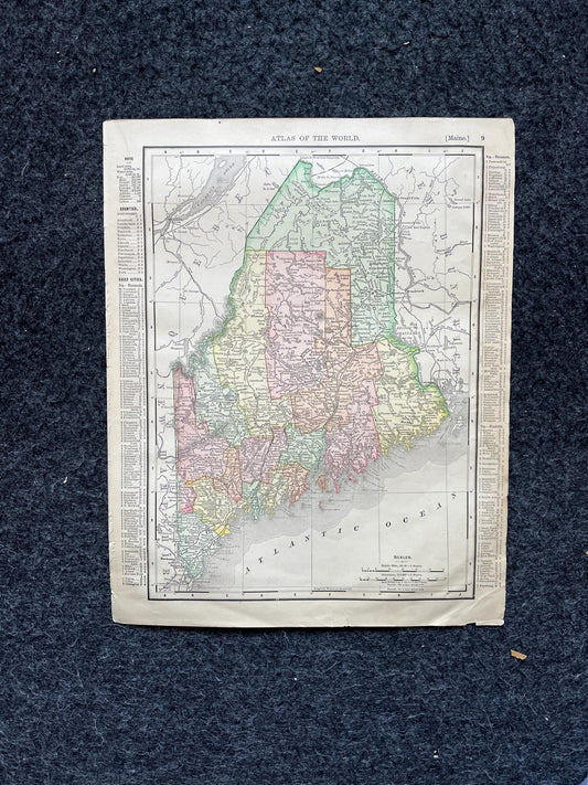 1890s Maine & New Hampshire, Original Atlas Maps, Vintage Wall Decor, Collectible Wall Art, Vintage Maps, Antique Gifts for Him,