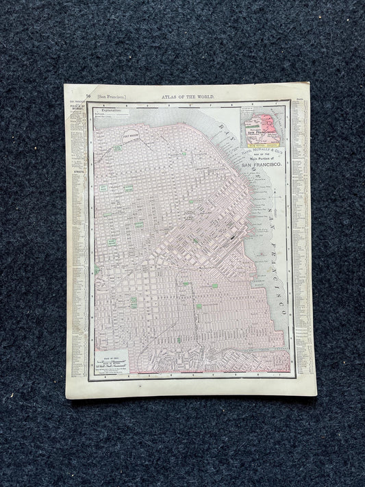 1890s San Francisco & California Maps, Original Atlas Page, Vintage Wall Decor, Collectible Wall Art, Antique Gifts for Him, Wall Art