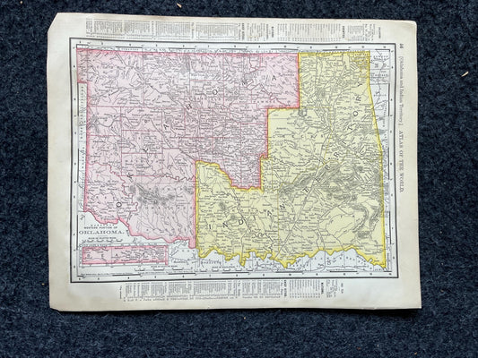 1890s Texas & Indian Territory Map, Original Atlas Page, Vintage Wall Decor, Collectible Wall Art, Antique Gifts for Him, Wall Art