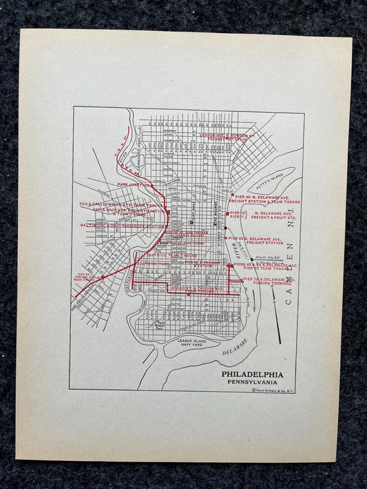 1930s Philidelphia Railroad Maps, Original Atlas Page, Industrial Railroad decor, Vintage Wall Decor, Collectible Art, Antique Gift for Him,