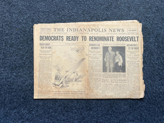 1936 FDR Nominated for Second Term, Historic Gifts, Vintage Newspaper WW2 Roosevelt, Gift for History Teacher, American History Gift for Him