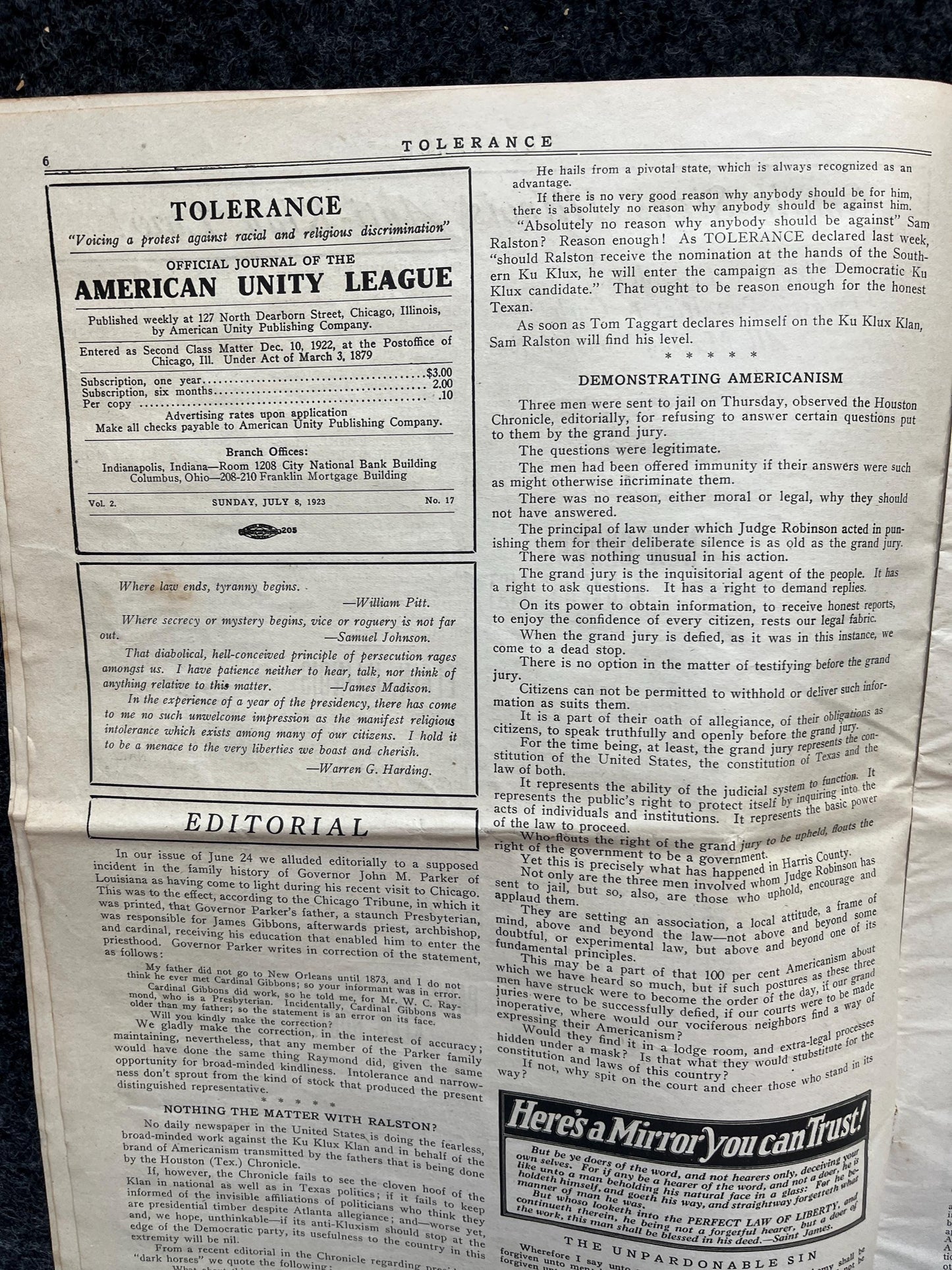 1923 Tolerance Anti Hate Catholic Newspaper, Civil Rights History Black Lives Matter, Catholic Gifts, Great Depression Art, Black Decor