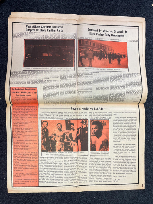 Original 1969 Fred Hampton Assassination, FIRST REPORT, Original Emory Douglas Artwork, Black History African Wall Decor, Communist Gifts