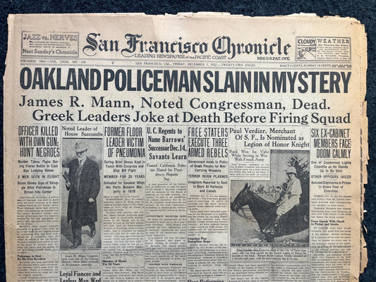 1922 Oakland Murder Prohibition Newspaper, San Francisco Art, Vintage Newspaper, Beer Alcohol Wall Decor, Mancave Wall Decor Gift for Him