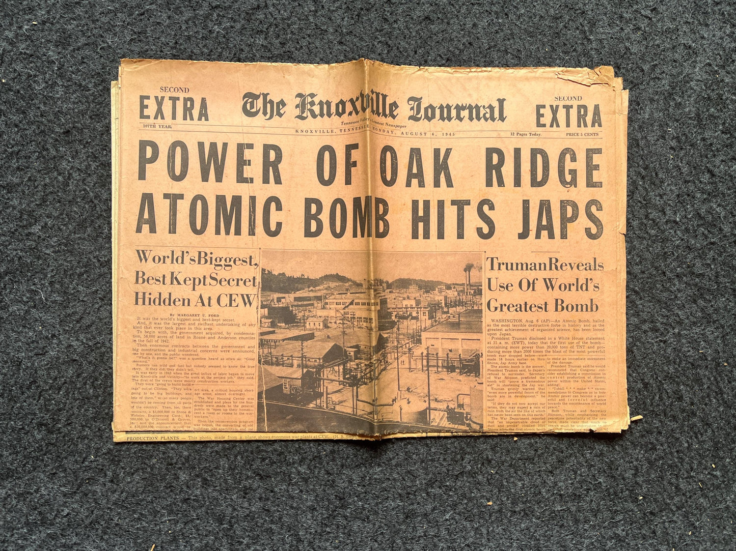 DAY OF Atomic Bombing of Hiroshima, Enola Gay, World War 2 Memorabilia, WW2 Propaganda, Vintage Newspaper Collectible, Military Gifts,