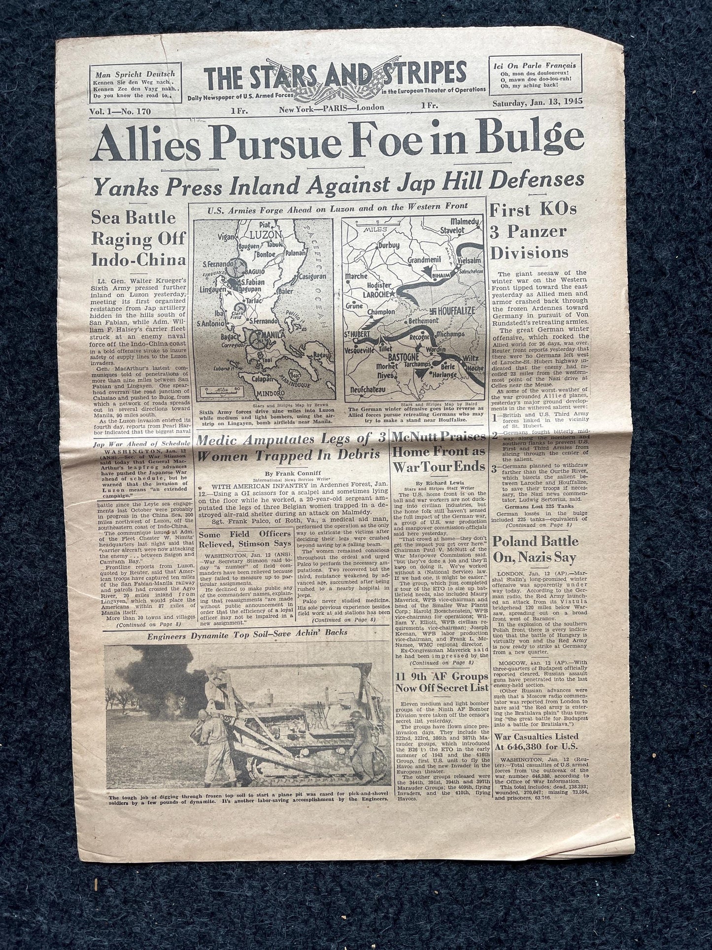 1945 Battle of the Bulge, German Belgian History, World War 2 Memorabilia, Germany WW2, Original Newspaper Military Memorabilia, History Gif