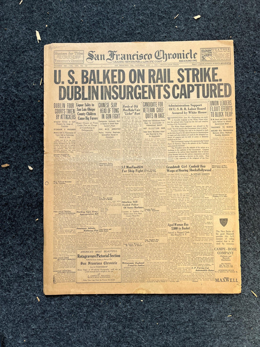 1922 Irish Civil War, Anglo-Irish Tan War, Irish History, British History, Ireland Gifts Souvenirs, Vintage Newspaper History, Wall Decor
