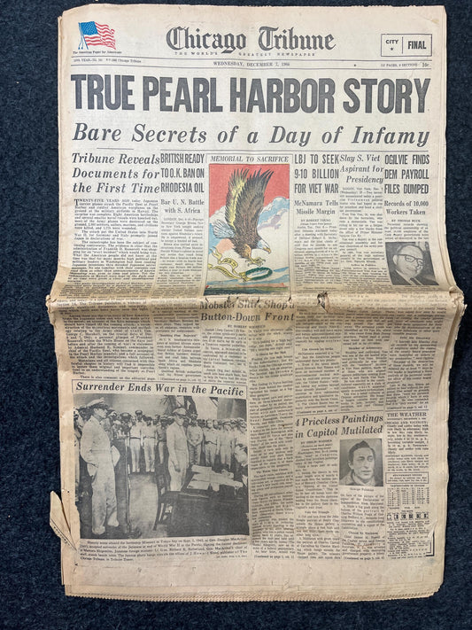 1966 Pearl Harbor Conspiracy Facts, Conspiracy Theories, Late WW2 Theatre Newspaper, Original Vintage World War 2 Memorabilia, Wall Decor