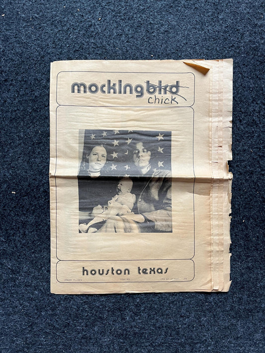 1970s Feminist Edition Houston Texas Underground Newspaper The Mockingbird, Houston Far-Left Newspaper, Vintage Newspaper, Texas Wall Decor