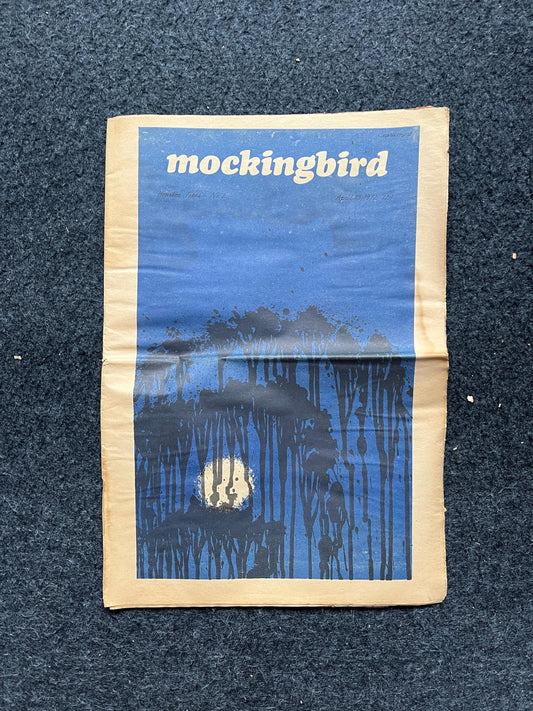 1970s Houston Texas Underground Newspaper The Mockingbird, Houston Far-Left Newspaper, Vintage Newspaper, Texas Wall Decor, Lone Star State,