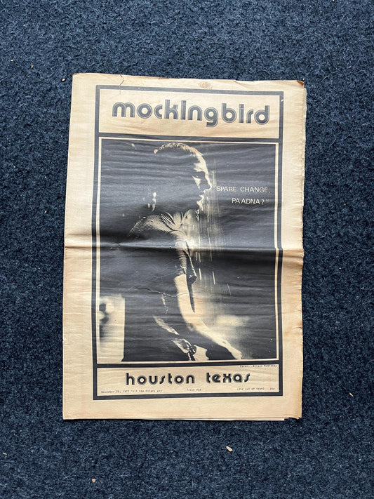 1970s Houston Texas Underground Newspaper The Mockingbird, Houston Far-Left Newspaper, Vintage Newspaper, Texas Wall Decor, Lone Star State,