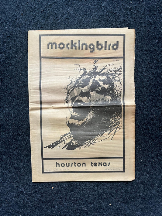 1970s Houston Texas Underground Newspaper The Mockingbird, Houston Far-Left Newspaper, Vintage Newspaper, Texas Wall Decor, Lone Star State,