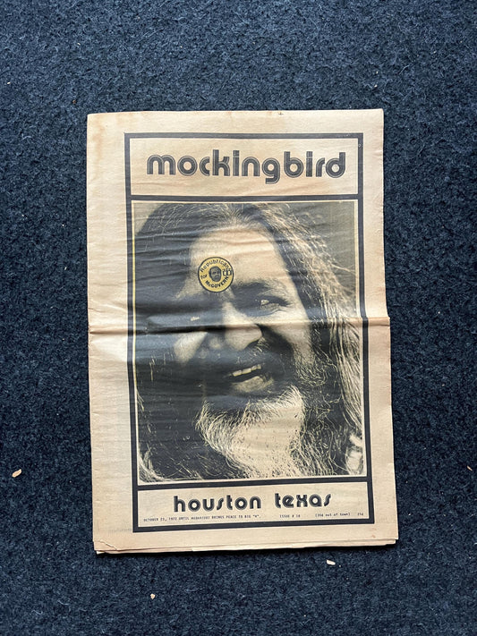 1970s Houston Texas Underground Newspaper The Mockingbird, Houston Far-Left Newspaper, Vintage Newspaper, Texas Wall Decor, Lone Star State,