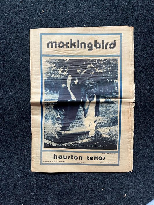 1970s Houston Texas Underground Newspaper The Mockingbird, Houston Far-Left Newspaper, Vintage Newspaper, Texas Wall Decor, Lone Star State,
