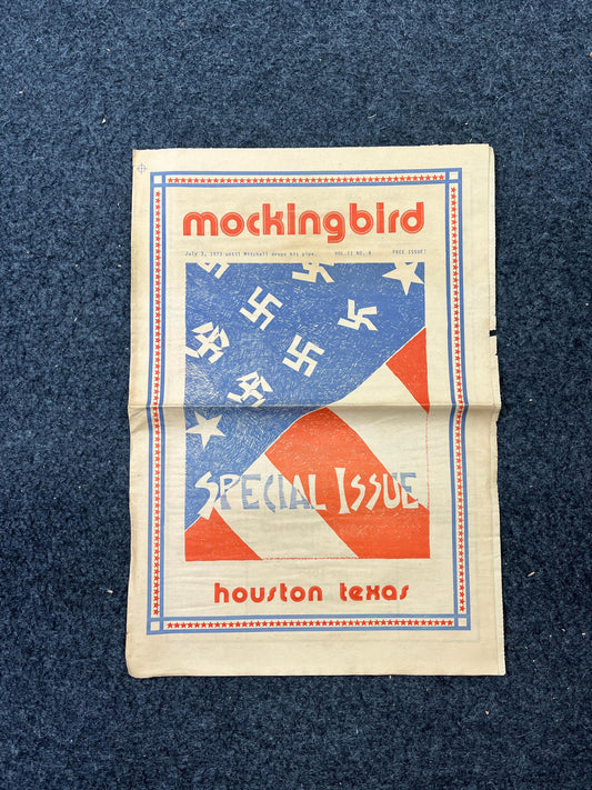 1970s Houston Texas Underground Newspaper The Mockingbird, Houston Far-Left Newspaper, Vintage Newspaper, Texas Wall Decor, Lone Star State,