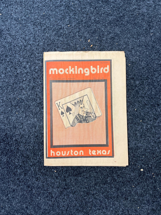 1970s Houston Texas Underground Newspaper The Mockingbird, Houston Far-Left Newspaper, Vintage Newspaper, Texas Wall Decor, Lone Star State,