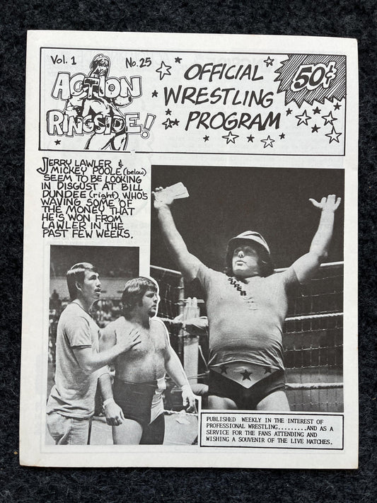 Original 1970s Action Ringside Professional Wrestling Promotion Pamphlets, Kayfabe Art, Wrestling Gifts, Vintage Sports Gift, Man Cave Decor