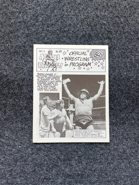 Original 1970s Action Ringside Professional Wrestling Promotion Pamphlets, Kayfabe Art, Wrestling Gifts, Vintage Sports Gift, Man Cave Decor